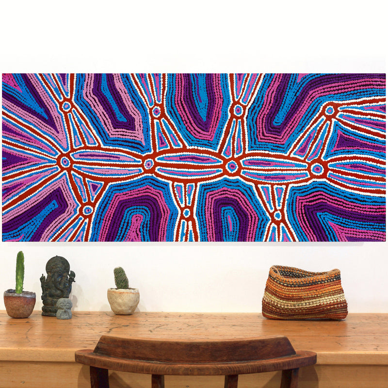 Aboriginal Artwork by Selina Napanangka Fisher, Pikilyi Jukurrpa (Vaughan Springs Dreaming), 107x46cm