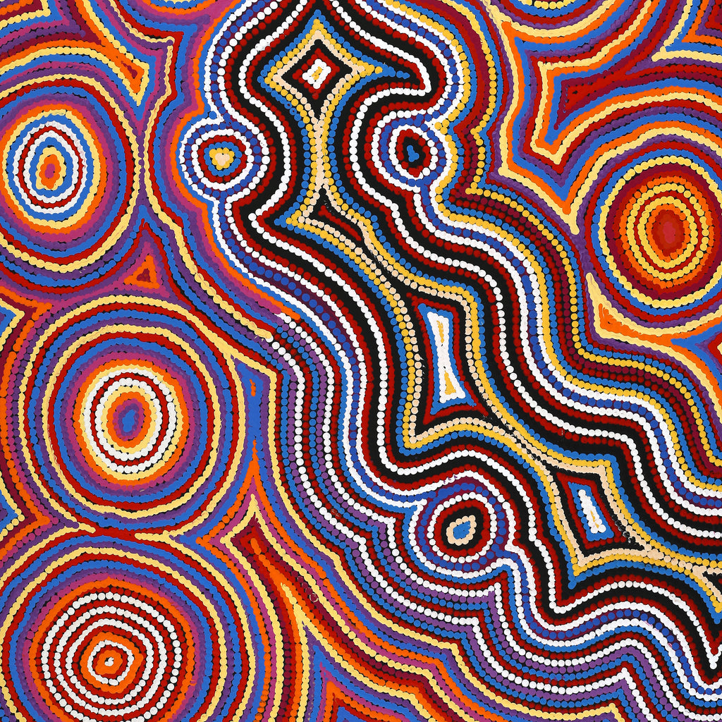 Aboriginal Artwork by Selina Napanangka Fisher, Pikilyi Jukurrpa (Vaughan Springs Dreaming), 107x61cm