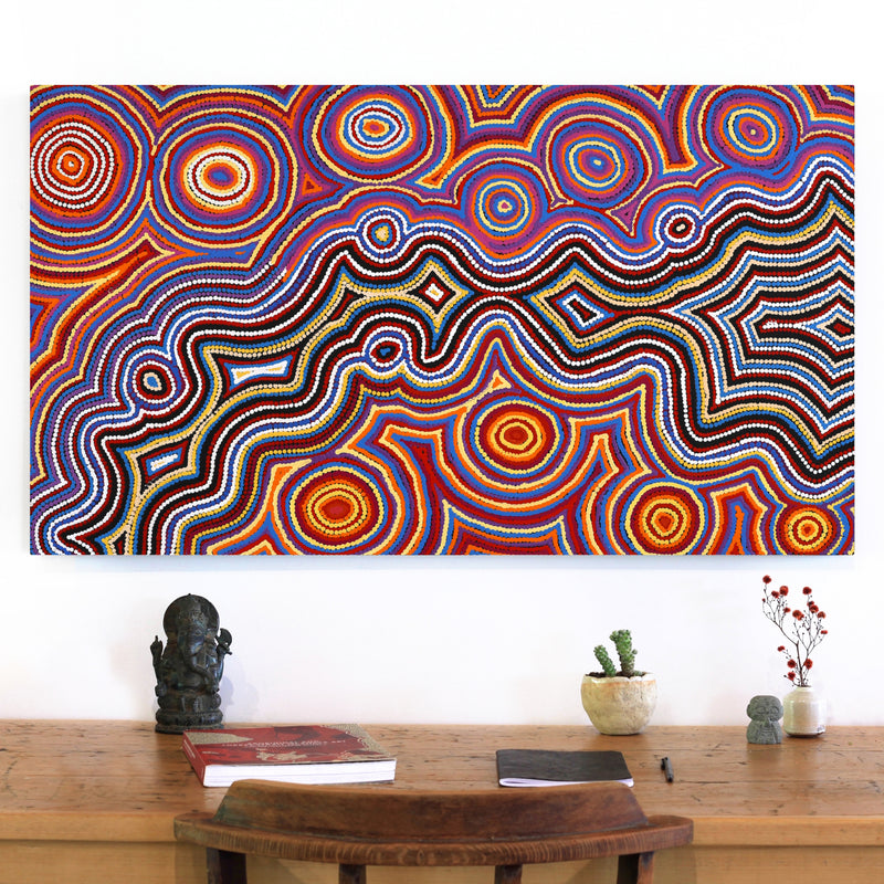 Aboriginal Artwork by Selina Napanangka Fisher, Pikilyi Jukurrpa (Vaughan Springs Dreaming), 107x61cm