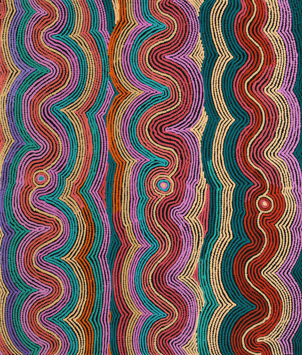 Aboriginal Artwork by Selina Napanangka Fisher, Pikilyi Jukurrpa (Vaughan Springs Dreaming), 107x91cm