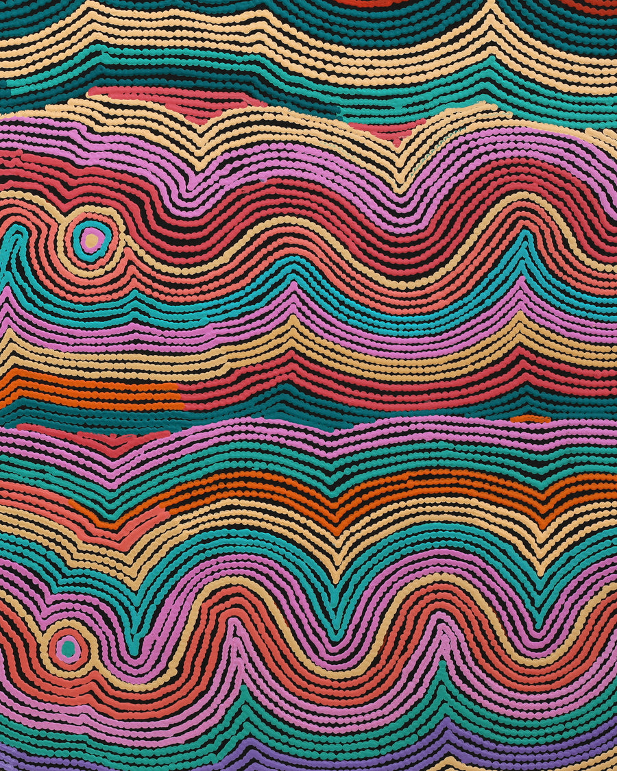 Aboriginal Artwork by Selina Napanangka Fisher, Pikilyi Jukurrpa (Vaughan Springs Dreaming), 107x91cm