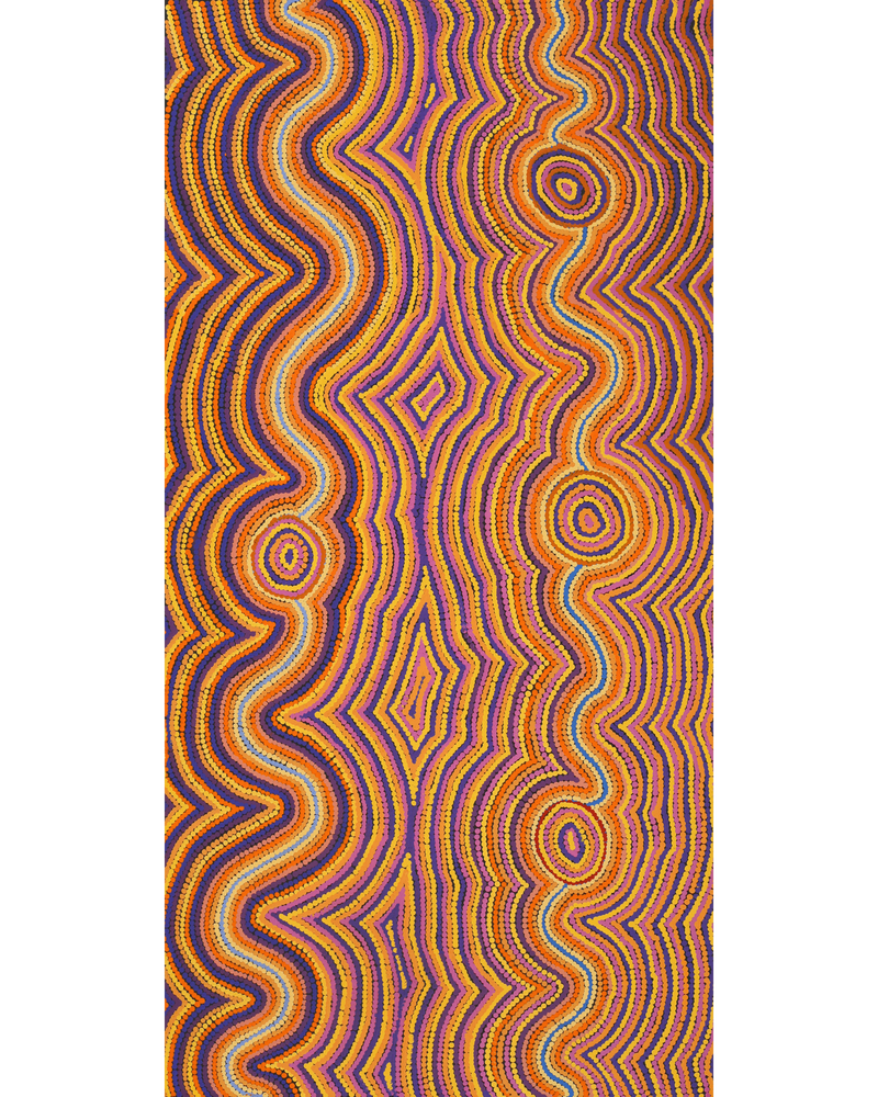 Aboriginal Artwork by Selina Napanangka Fisher, Pikilyi Jukurrpa (Vaughan Springs Dreaming), 122x61cm