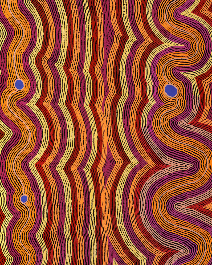Aboriginal Artwork by Selina Napanangka Fisher, Pikilyi Jukurrpa (Vaughan Springs Dreaming), 152x107cm