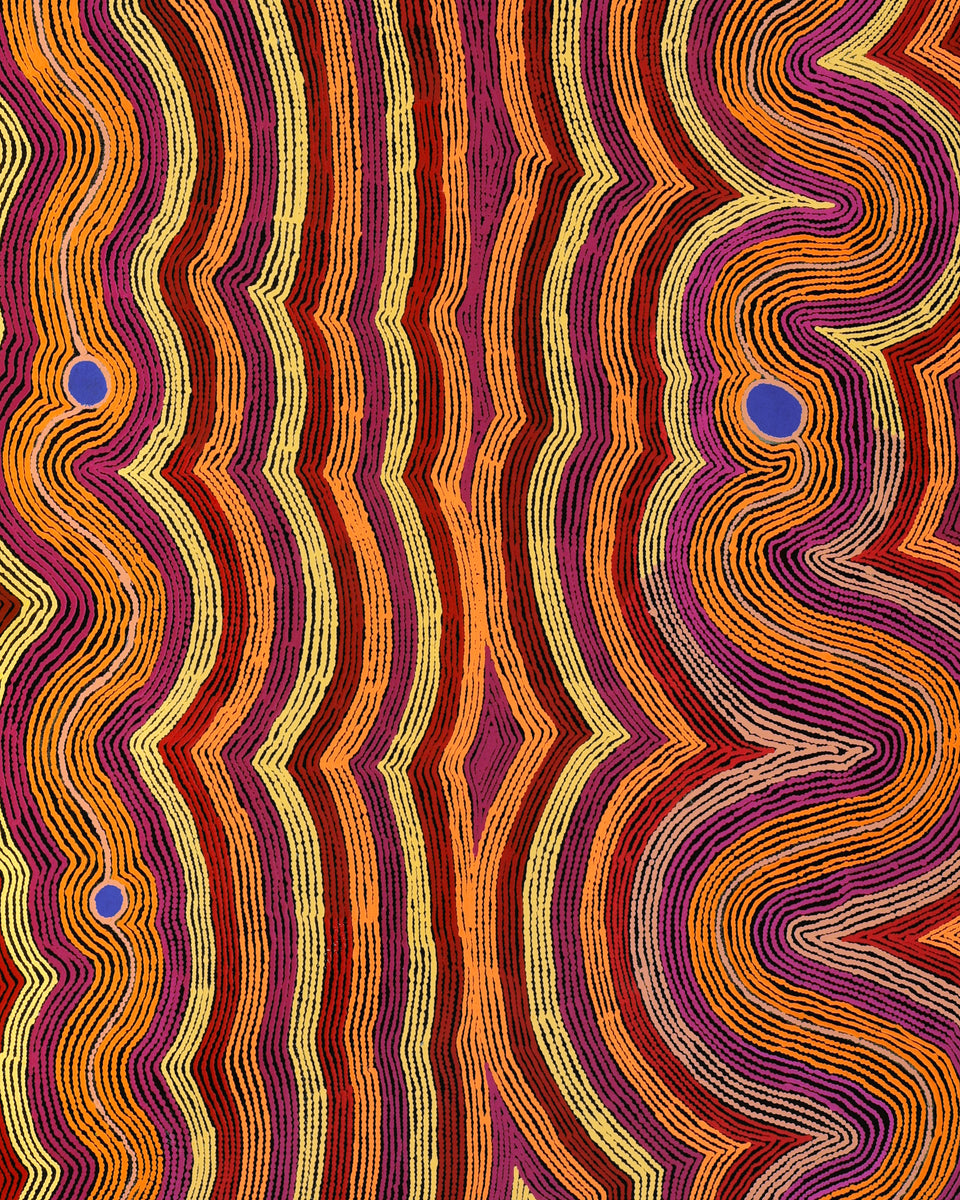 Aboriginal Artwork by Selina Napanangka Fisher, Pikilyi Jukurrpa (Vaughan Springs Dreaming), 152x107cm