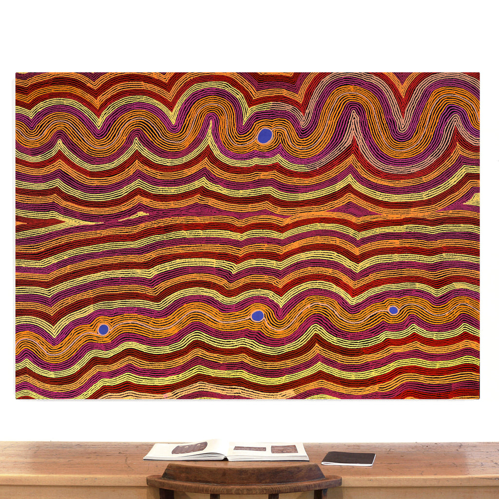 Aboriginal Artwork by Selina Napanangka Fisher, Pikilyi Jukurrpa (Vaughan Springs Dreaming), 152x107cm