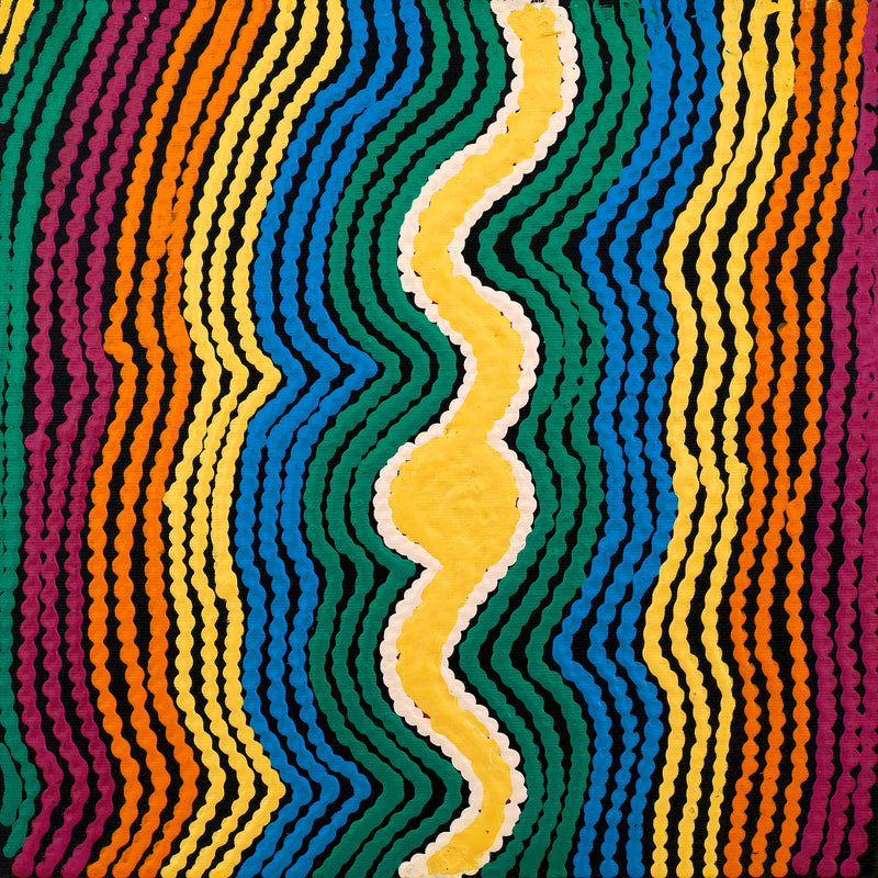 Aboriginal Artwork by Selina Napanangka Fisher, Pikilyi Jukurrpa (Vaughan Springs Dreaming), 30x30cm