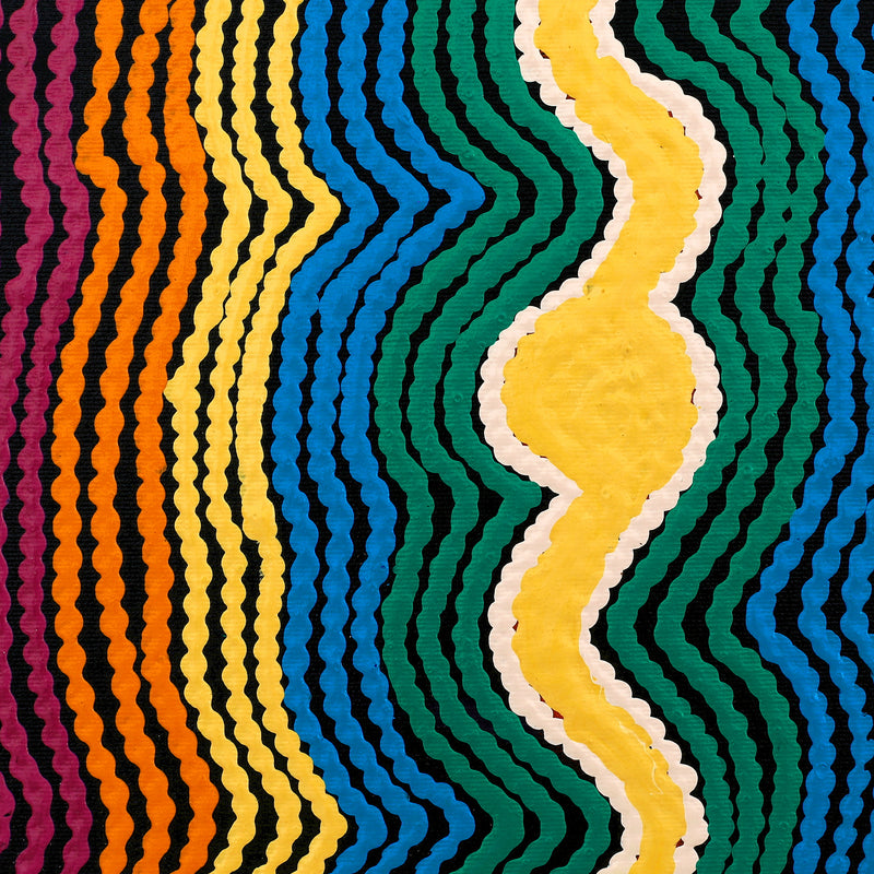 Aboriginal Artwork by Selina Napanangka Fisher, Pikilyi Jukurrpa (Vaughan Springs Dreaming), 30x30cm