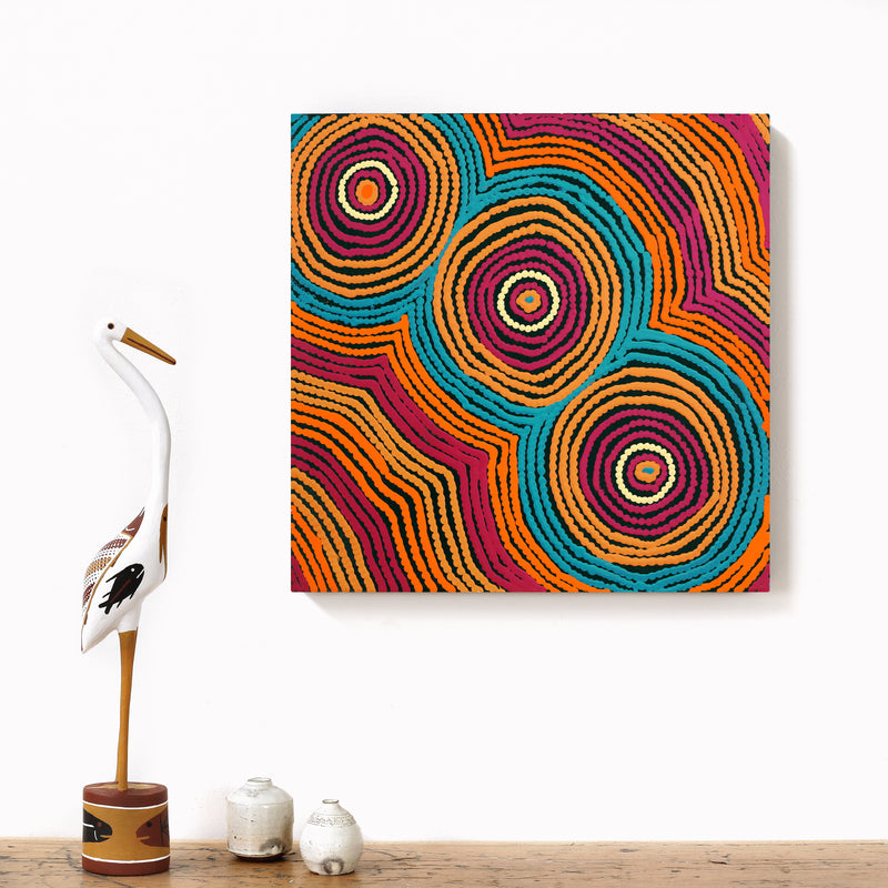 Aboriginal Artwork by Selina Napanangka Fisher, Pikilyi Jukurrpa (Vaughan Springs Dreaming), 40x40cm