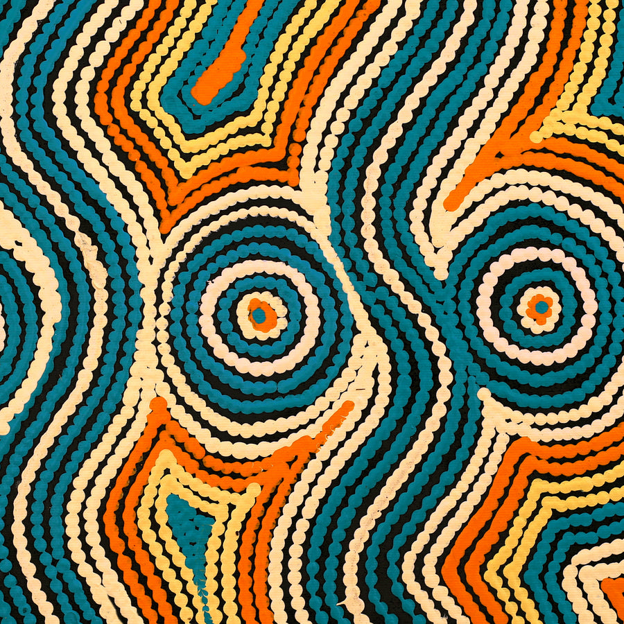 Aboriginal Artwork by Selina Napanangka Fisher, Pikilyi Jukurrpa (Vaughan Springs Dreaming), 40x40cm