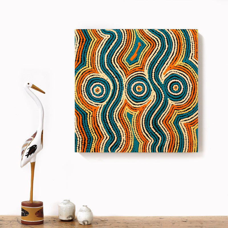 Aboriginal Artwork by Selina Napanangka Fisher, Pikilyi Jukurrpa (Vaughan Springs Dreaming), 40x40cm