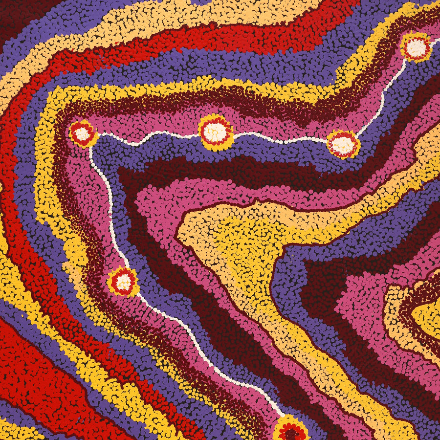 Aboriginal Artwork by Selina Napanangka Fisher, Pikilyi Jukurrpa (Vaughan Springs Dreaming), 122x76cm