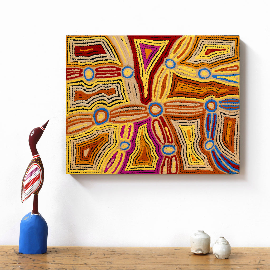 Aboriginal Artwork by Selina Napanangka Fisher, Pikilyi Jukurrpa (Vaughan Springs Dreaming), 50x40cm - ART ARK®