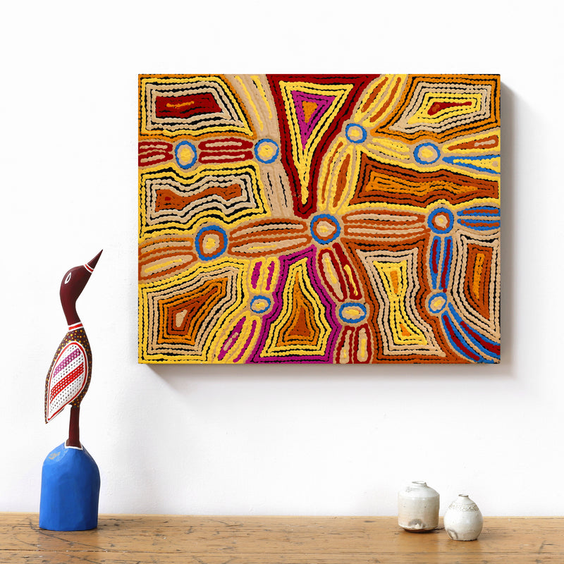 Aboriginal Artwork by Selina Napanangka Fisher, Pikilyi Jukurrpa (Vaughan Springs Dreaming), 50x40cm