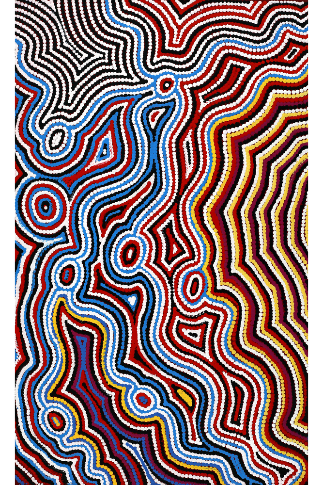 Aboriginal Artwork by Selina Napanangka Fisher, Pikilyi Jukurrpa (Vaughan Springs Dreaming), 76x46cm