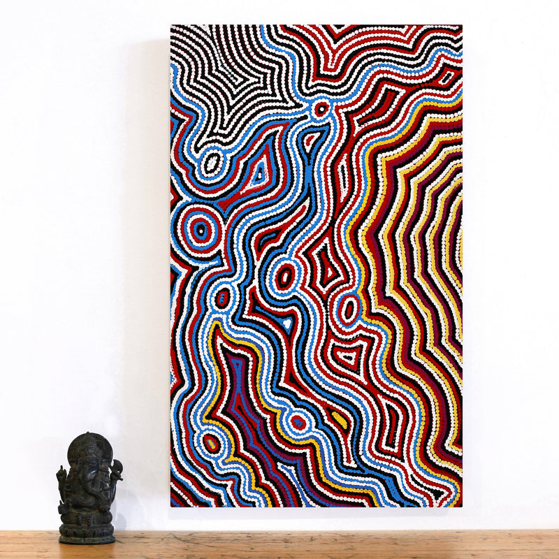 Aboriginal Artwork by Selina Napanangka Fisher, Pikilyi Jukurrpa (Vaughan Springs Dreaming), 76x46cm