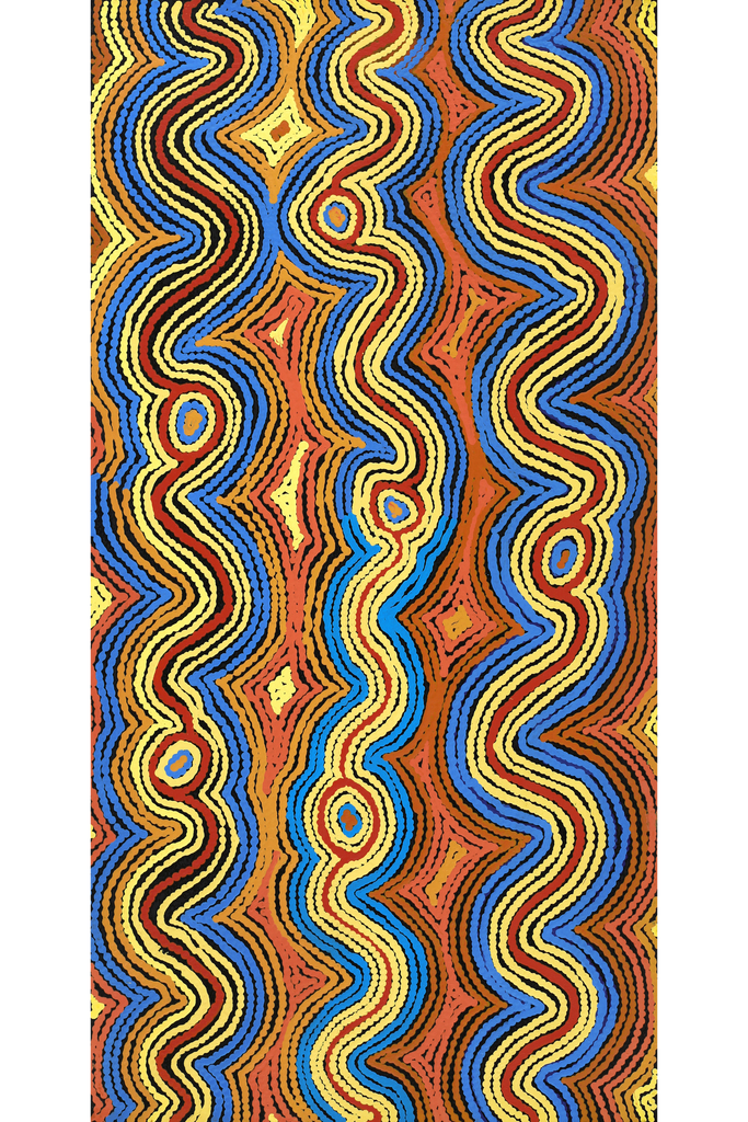 Aboriginal Artwork by Selina Napanangka Fisher, Pikilyi Jukurrpa (Vaughan Springs Dreaming), 91x46cm