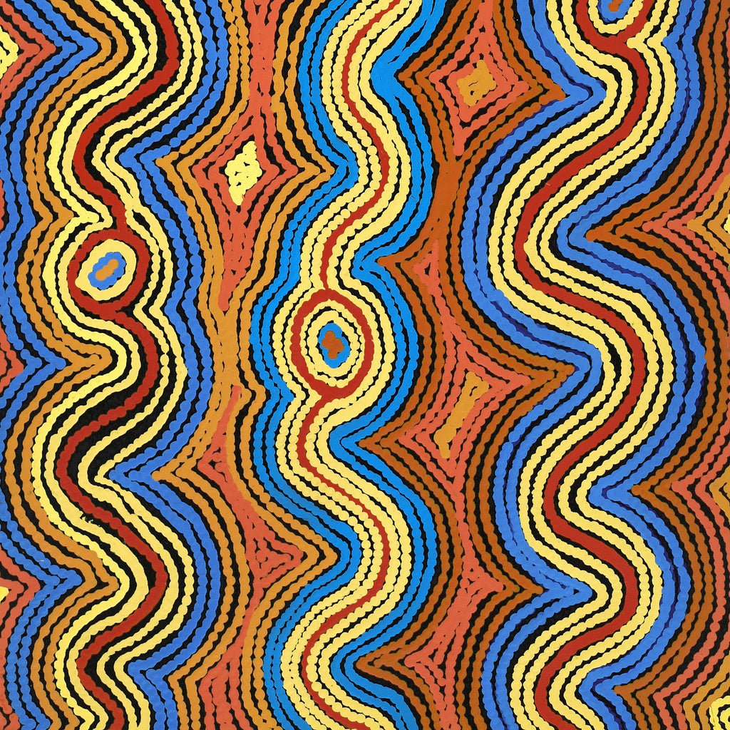 Aboriginal Art by Selina Napanangka Fisher, Pikilyi Jukurrpa (Vaughan Springs Dreaming), 91x46cm - ART ARK®