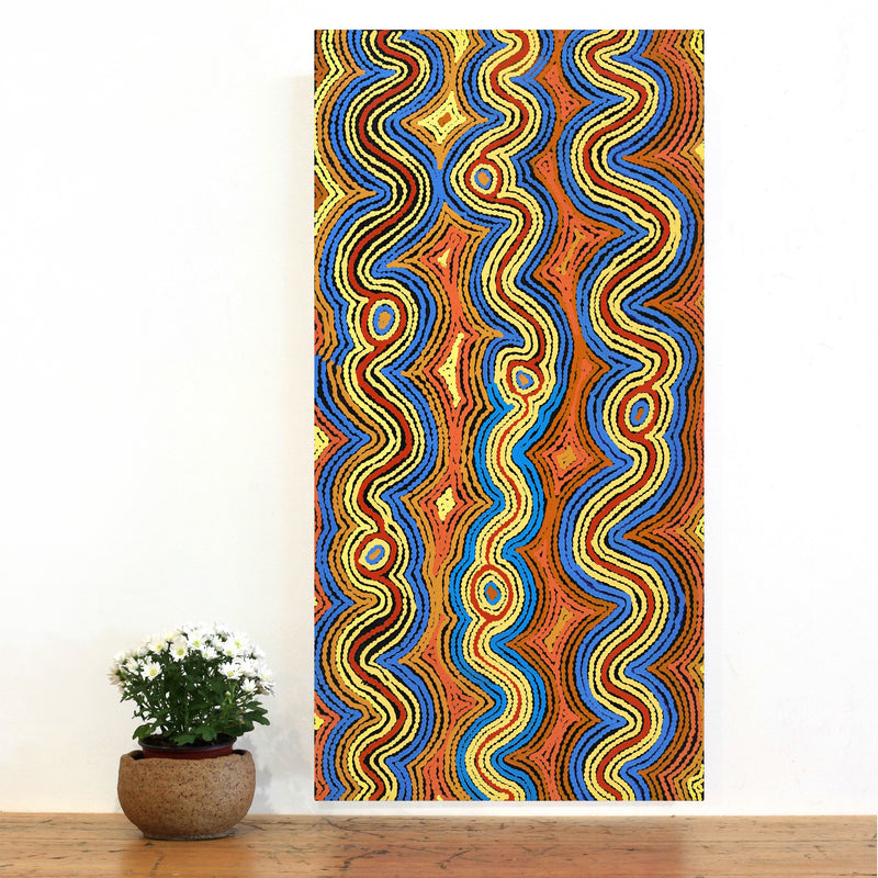 Aboriginal Artwork by Selina Napanangka Fisher, Pikilyi Jukurrpa (Vaughan Springs Dreaming), 91x46cm