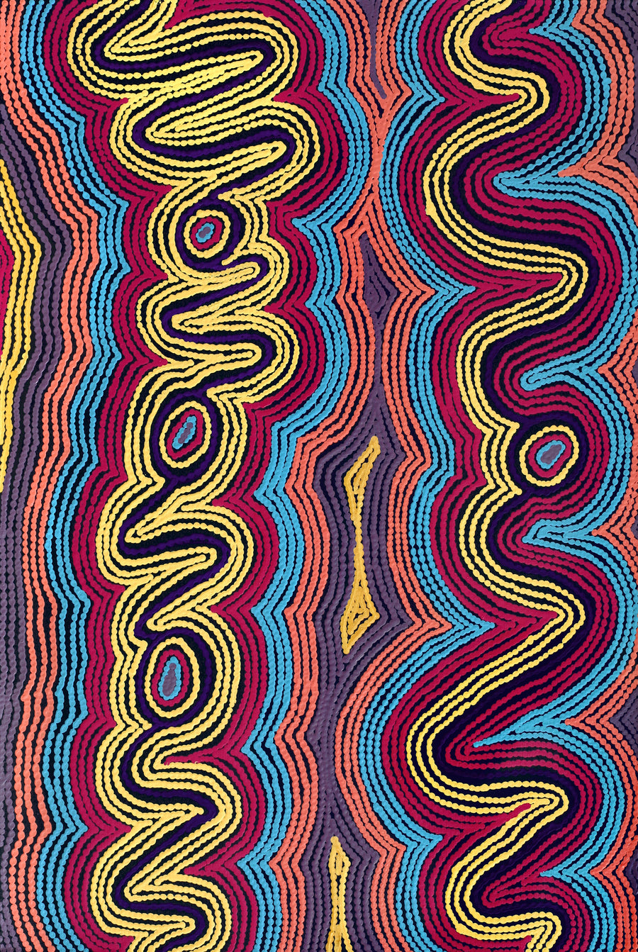 Aboriginal Artwork by Selina Napanangka Fisher, Pikilyi Jukurrpa (Vaughan Springs Dreaming), 91x61cm