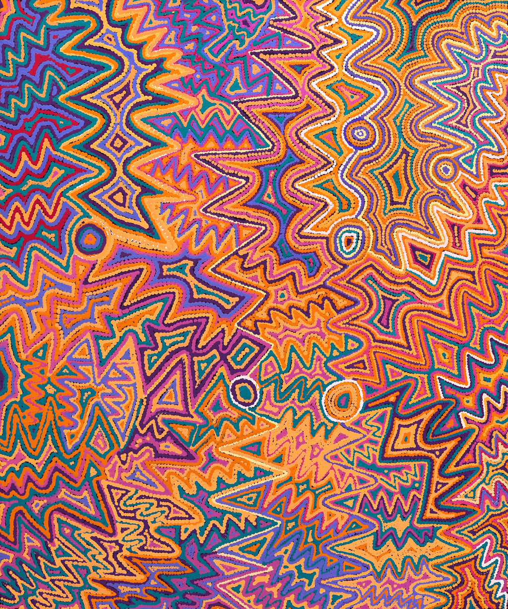 Aboriginal Artwork by Selina Napanangka Fisher, Pikilyi Jukurrpa (Vaughan Springs Dreaming), 91x76cm