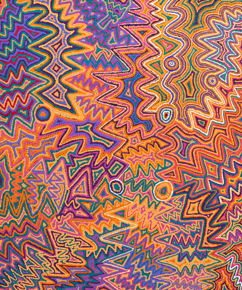 Aboriginal Artwork by Selina Napanangka Fisher, Pikilyi Jukurrpa (Vaughan Springs Dreaming), 91x76cm
