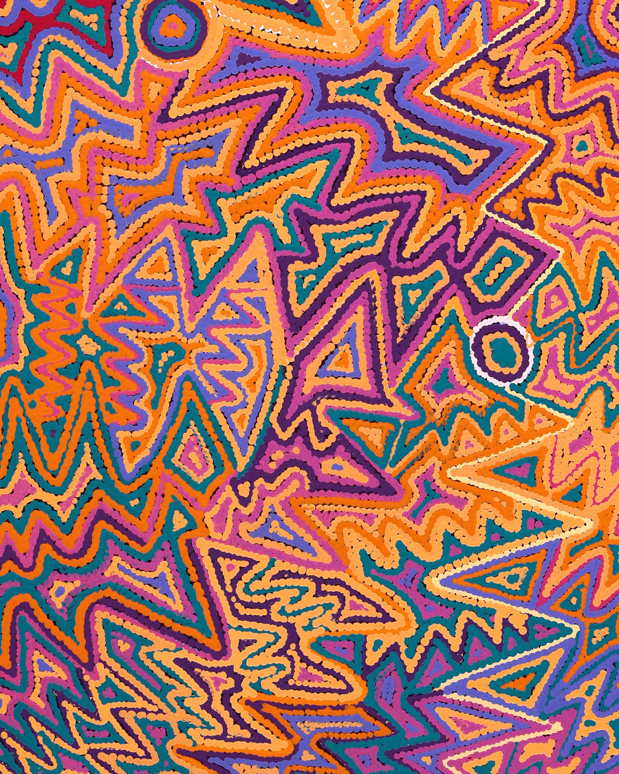 Aboriginal Artwork by Selina Napanangka Fisher, Pikilyi Jukurrpa (Vaughan Springs Dreaming), 91x76cm