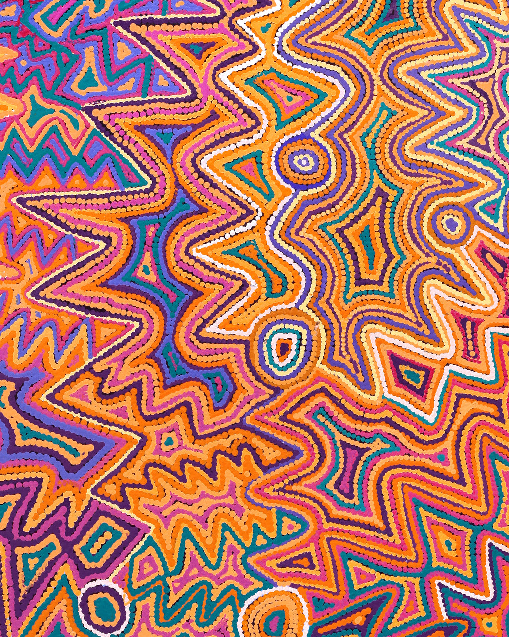 Aboriginal Artwork by Selina Napanangka Fisher, Pikilyi Jukurrpa (Vaughan Springs Dreaming), 91x76cm