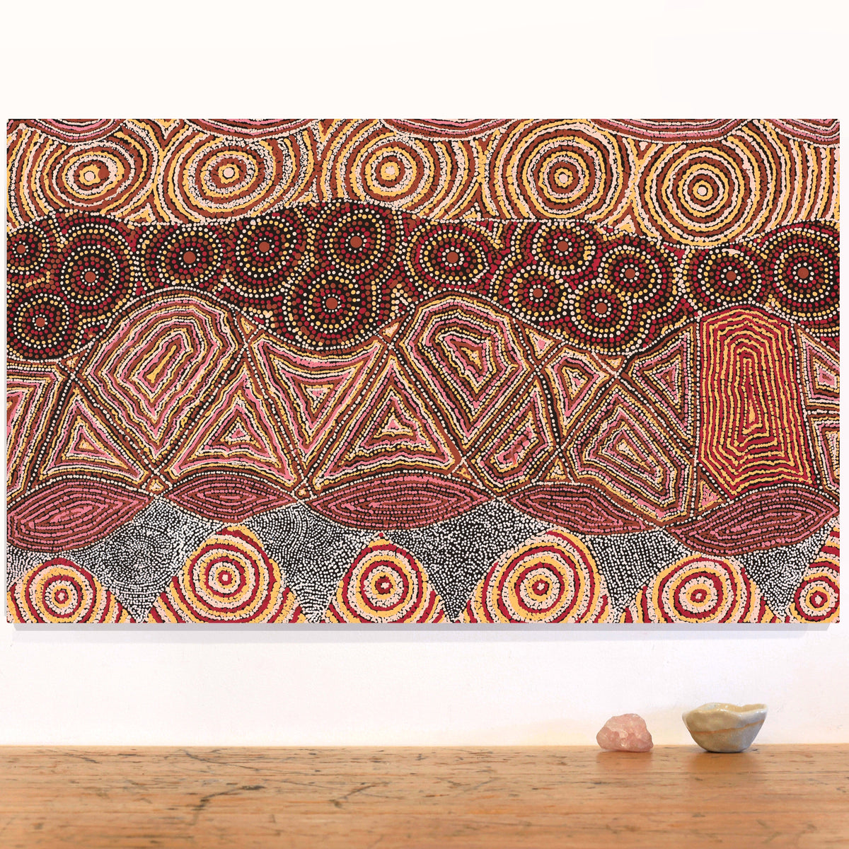 Aboriginal Artwork by Selma Napanangka Tasman, Wanakiji Jukurrpa (Bush Tomato Dreaming), 76x46cm