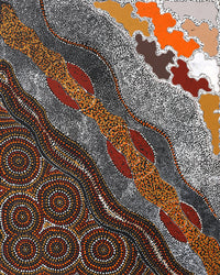 Aboriginal Artwork by Selma Napanangka Tasman, Ngapa Jukurrpa (Water Dreaming) - Pirlinyarnu, 50x40cm