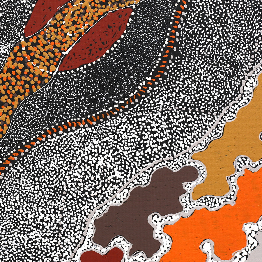 Aboriginal Artwork by Selma Napanangka Tasman, Ngapa Jukurrpa (Water Dreaming) - Pirlinyarnu, 50x40cm