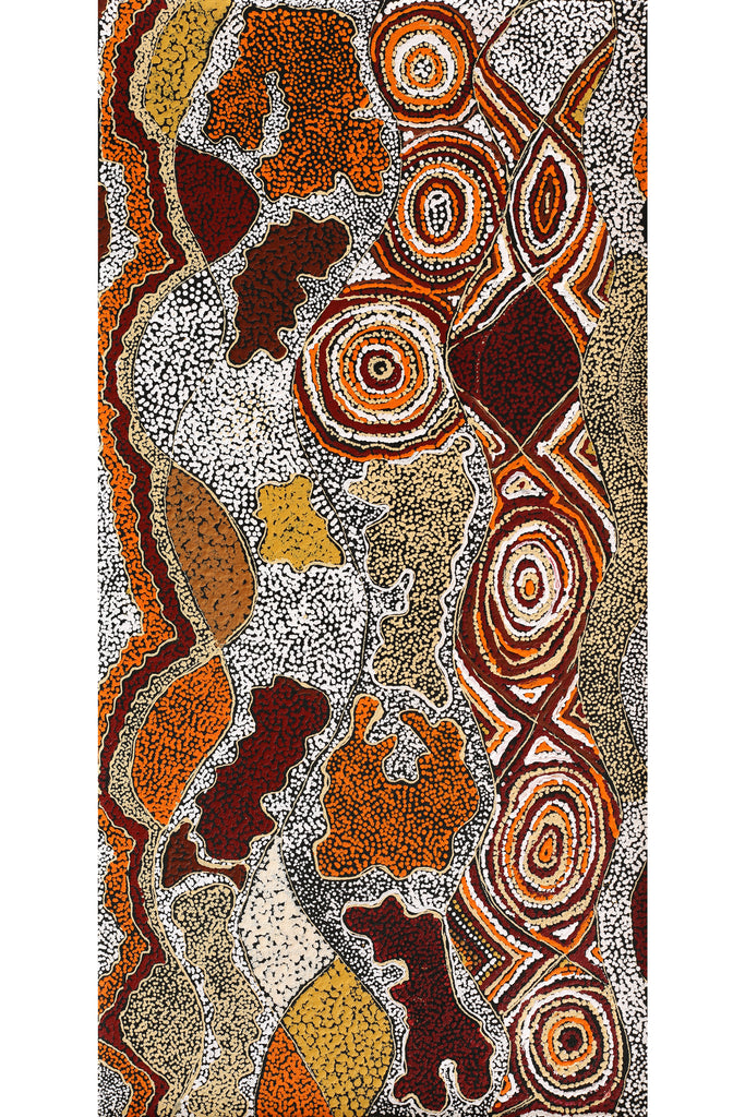 Aboriginal Artwork by Selma Napanangka Tasman, Ngapa Jukurrpa (Water Dreaming) - Pirlinyarnu, 61x30cm