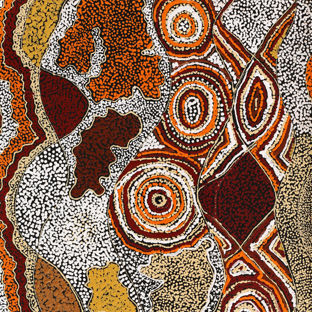 Aboriginal Artwork by Selma Napanangka Tasman, Ngapa Jukurrpa (Water Dreaming) - Pirlinyarnu, 61x30cm - ART ARK®