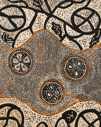 Aboriginal Artwork by Selma Napanangka Tasman, Wanakiji Jukurrpa (Bush Tomato Dreaming), 76x46cm