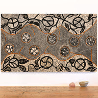 Aboriginal Artwork by Selma Napanangka Tasman, Wanakiji Jukurrpa (Bush Tomato Dreaming), 76x46cm