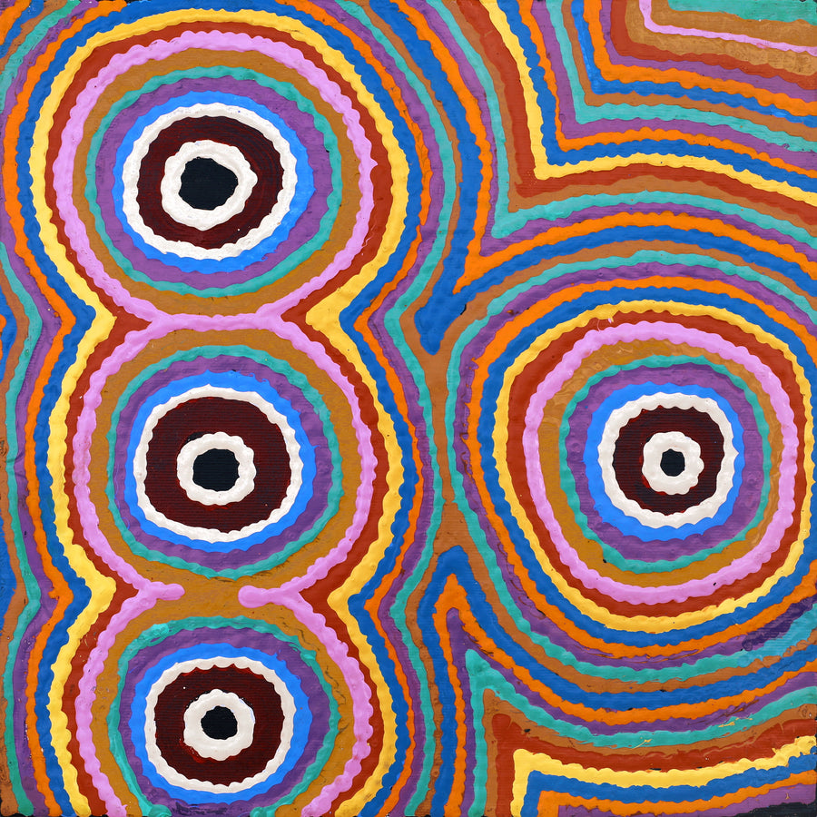 Aboriginal Artwork by Sentarra Nakamarra Marshall, Pikilyi Jukurrpa (Vaughan Springs Dreaming), 30x30cm