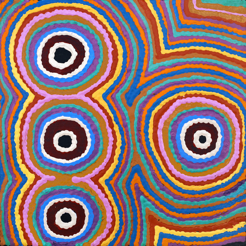 Aboriginal Artwork by Sentarra Nakamarra Marshall, Pikilyi Jukurrpa (Vaughan Springs Dreaming), 30x30cm