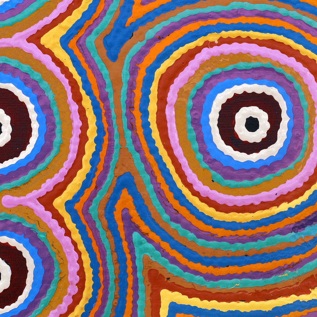 Aboriginal Artwork by Sentarra Nakamarra Marshall, Pikilyi Jukurrpa (Vaughan Springs Dreaming), 30x30cm
