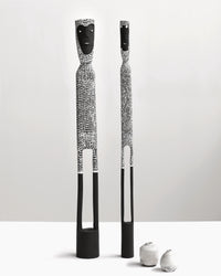 Aboriginal Artwork by Serena and Jeremiah Bonson, Warraburnburn, Pair, 71cm