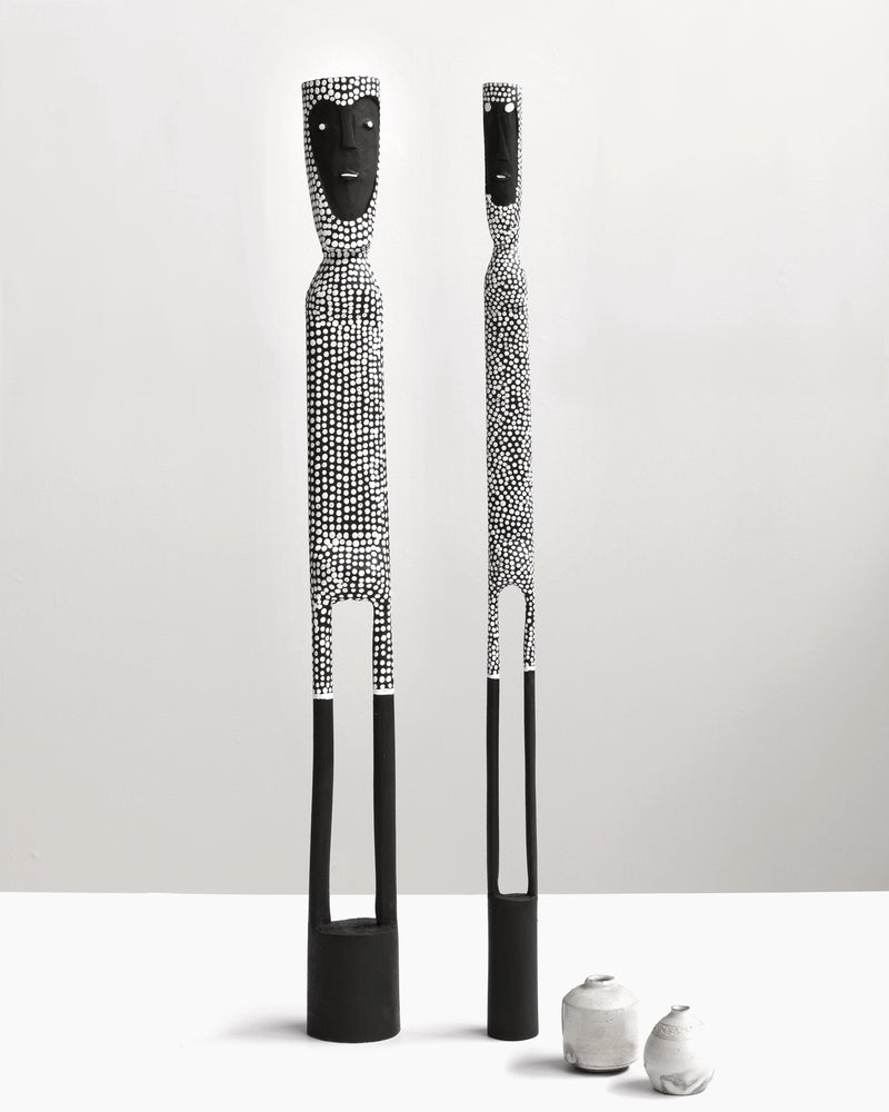 Aboriginal Artwork by Serena and Jeremiah Bonson, Warraburnburn, Pair, 71cm