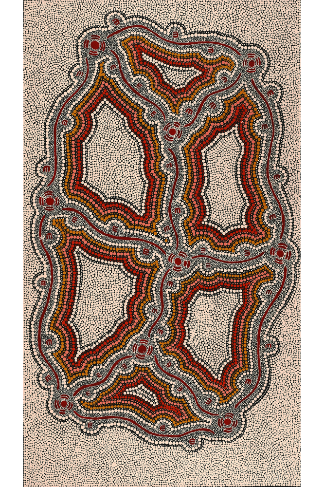 Aboriginal Artwork by Serita Nakamarra Ross, Pamapardu Jukurrpa (Flying Ant Dreaming) - Warntungurru, 107x61cm