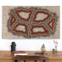 Aboriginal Art by Serita Nakamarra Ross, Pamapardu Jukurrpa (Flying Ant Dreaming) - Warntungurru, 107x61cm - ART ARK®