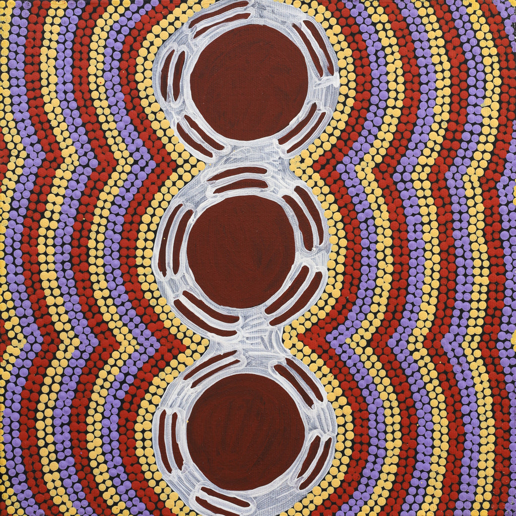 Aboriginal Artwork by Serita Nakamarra Ross, Pamapardu Jukurrpa (Flying Ant Dreaming) - Warntungurru, 30x30cm