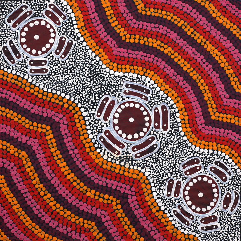 Aboriginal Artwork by Serita Nakamarra Ross, Pamapardu Jukurrpa (Flying Ant Dreaming) - Warntungurru, 30x30cm