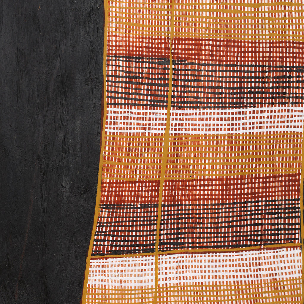 Aboriginal Artwork by Seymour Wulida, Ngalyod (Rainbow Serpent), 120x41cm Bark Painting