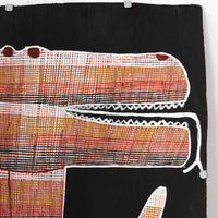 Aboriginal Artwork by Seymour Wulida, Ngalyod (Rainbow Serpent), 150x45cm Bark Painting