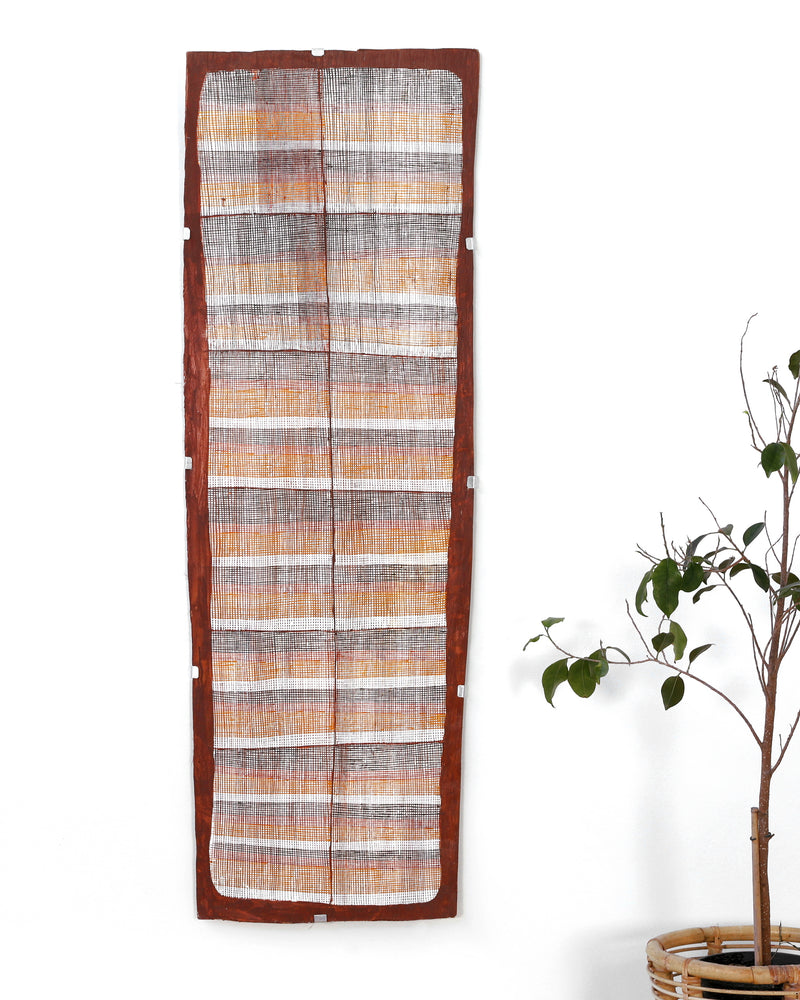 Aboriginal Artwork by Seymour Wulida, Wak Wak, 143x47cm Bark Painting