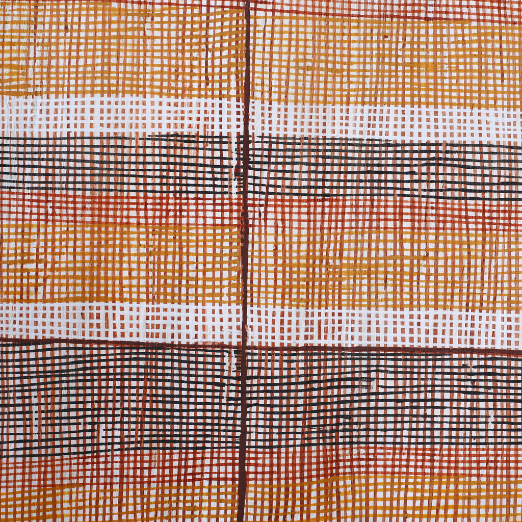 Aboriginal Artwork by Seymour Wulida, Wak Wak, 143x47cm Bark Painting