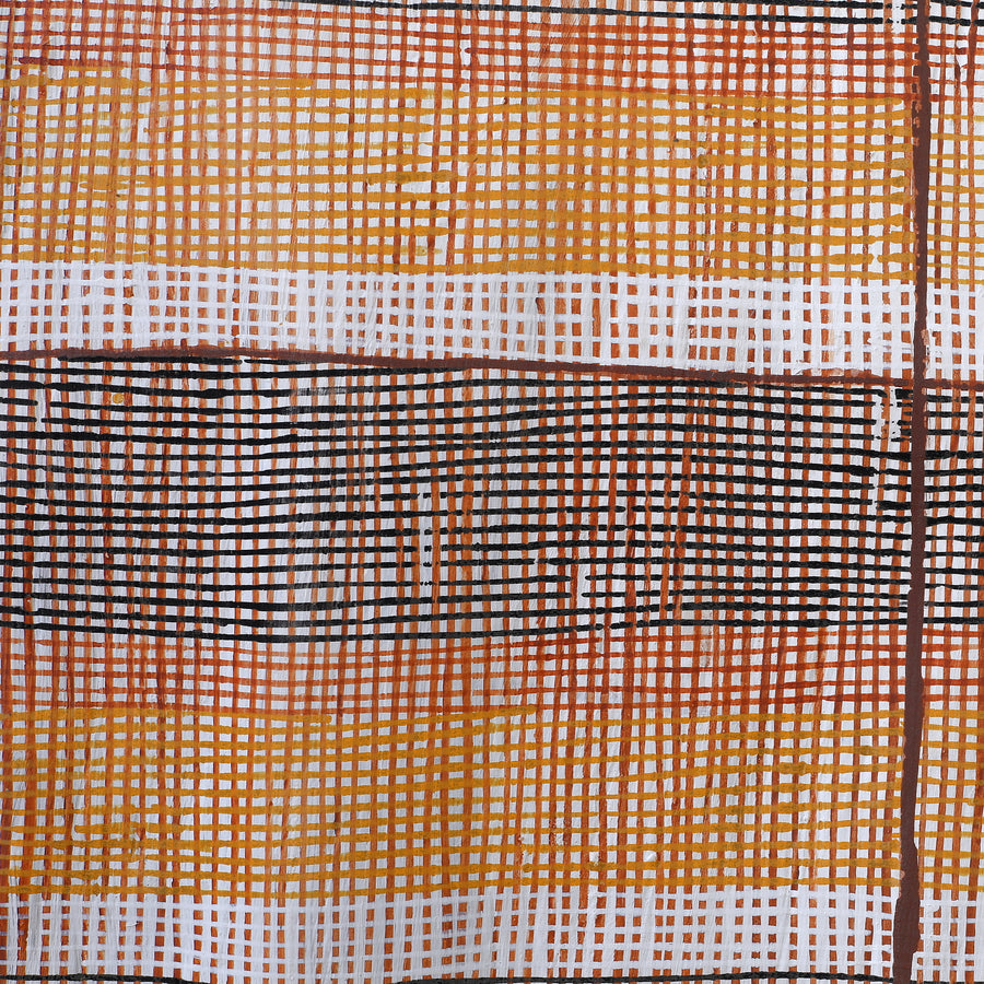 Aboriginal Artwork by Seymour Wulida, Wak Wak, 143x47cm Bark Painting