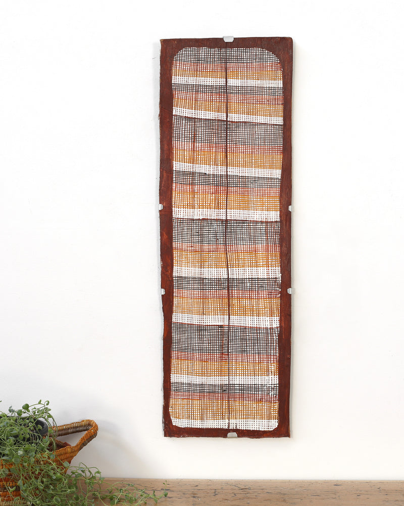 Aboriginal Artwork by Seymour Wulida, Wak Wak, 79x26cm Bark Painting