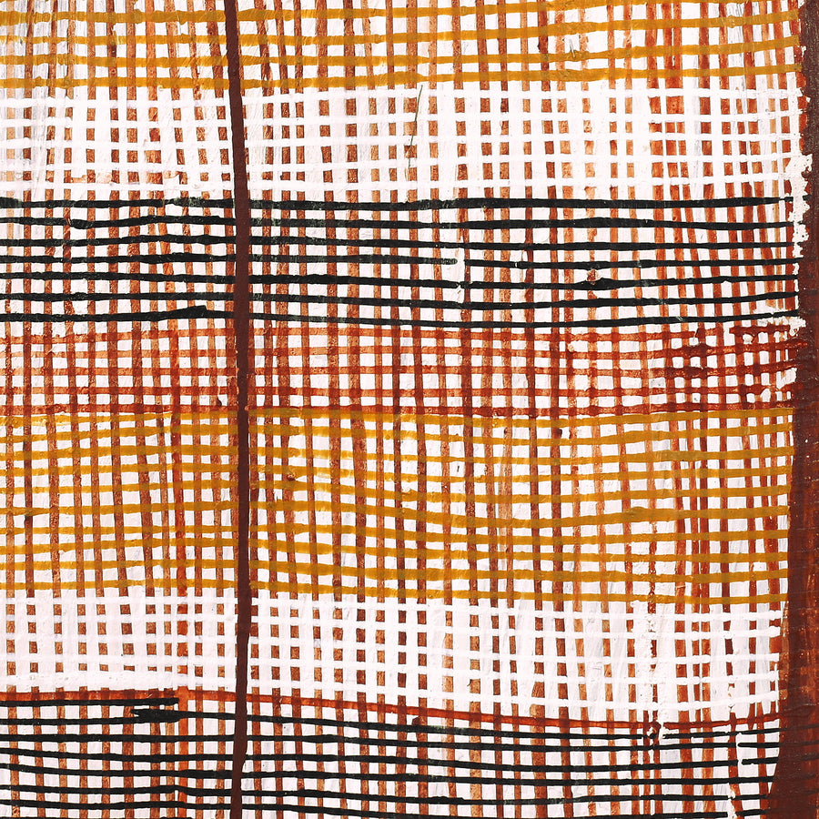 Aboriginal Artwork by Seymour Wulida, Wak Wak, 79x26cm Bark Painting